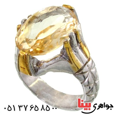 انگشتر سیترین مردانه درشت و خوشرنگ شیک