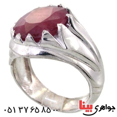 انگشتر یاقوت سرخ مردانه درشت شفاف و باشکوه
