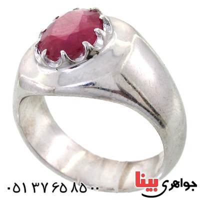 انگشتر یاقوت سرخ مردانه درشت شفاف و خوشرنگ