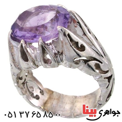 انگشتر آمتیست مردانه درشت اسلیمی مرغوب