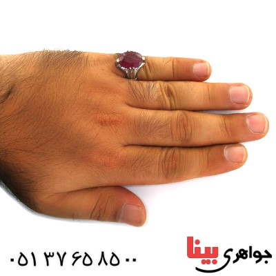 انگشتر یاقوت سرخ مردانه درشت خوشرنگ و شیک _کد:11841