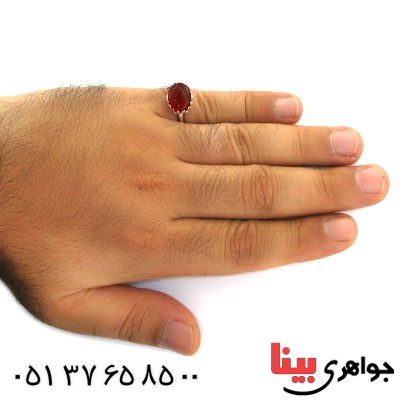 انگشتر عقیق یمنی بیضی دور چنگ _کد:11856