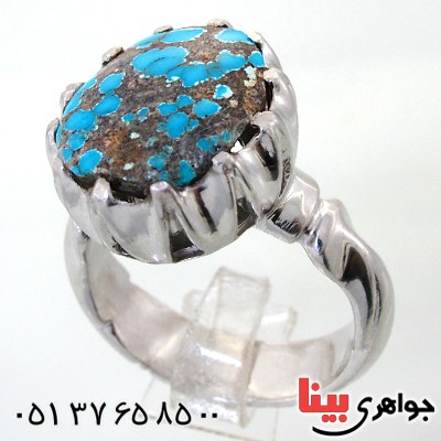 انگشتر فیروزه نیشابوری شجری مردانه درشت خاص