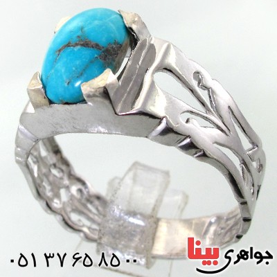 انگشتر فیروزه نیشابوری شجری مردانه اسلیمی