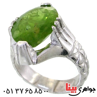 انگشتر زبرجد درشت مردانه دور چنگ مرغوب