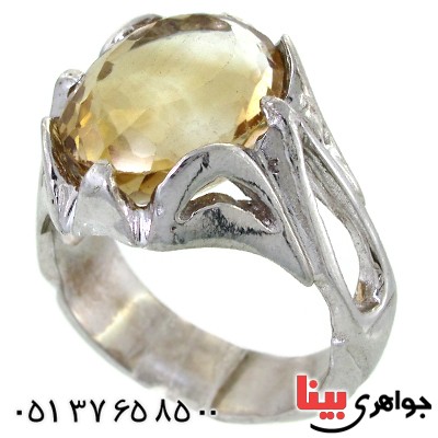 انگشتر سیترین مردانه درشت شفاف و باشکوه