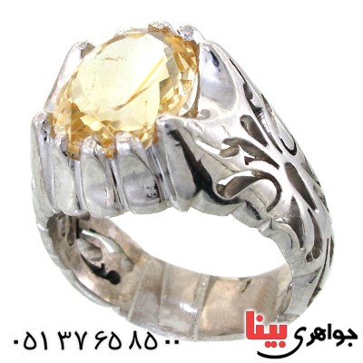 انگشتر سیترین مردانه درشت اسلیمی مرغوب