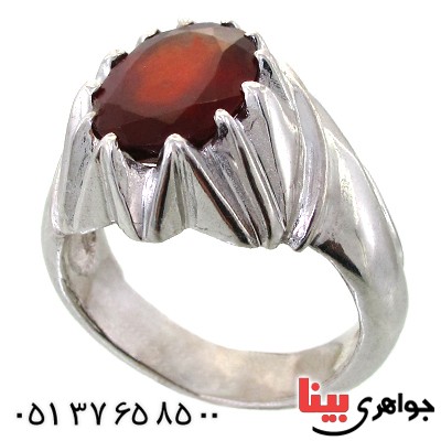 انگشتر یاقوت گارنت مردانه درشت کلاسیک دور چنگ