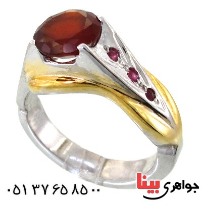 انگشتر یاقوت گارنت دور یاقوت سرخ مردانه خوشرنگ _کد:11900