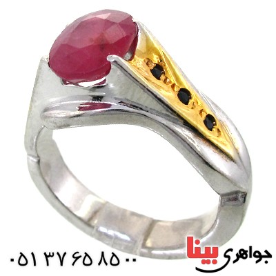 انگشتر یاقوت سرخ مردانه دور نگین مرغوب