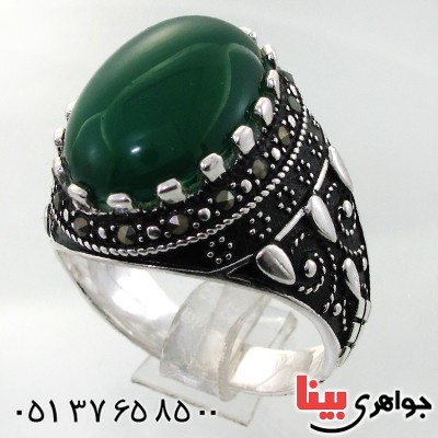 انگشتر عقیق سبز عالی برزیل درشت مردانه