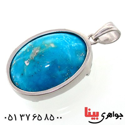گردنبند فیروزه نیشابوری درشت بیضی فاخر