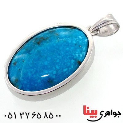 گردنبند فیروزه نیشابوری درشت بیضی فاخر