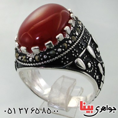 انگشتر عقیق قرمز عالی برزیل مردانه درشت
