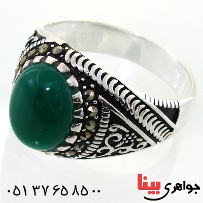 انگشتر عقیق سبز عالی برزیل مردانه درشت خوشرنگ _کد:11930