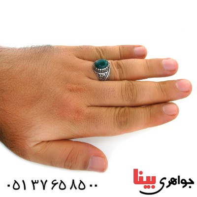 انگشتر عقیق سبز عالی برزیل مردانه درشت خوشرنگ _کد:11930