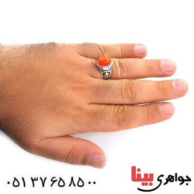 انگشتر عقیق یمنی مردانه درشت سیاه قلم _کد:11996