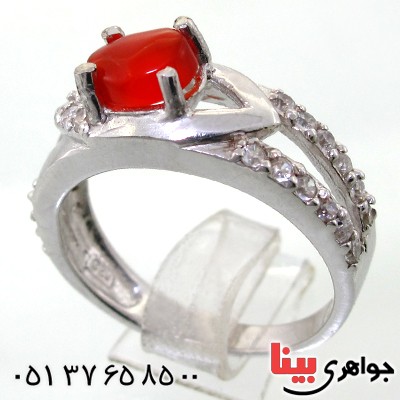 انگشتر عقیق یمنی زنانه رودیوم لوکس مدل لیلیا