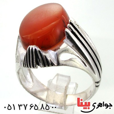 انگشتر عقیق یمنی مردانه درشت دور خطی