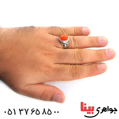 انگشتر عقیق یمنی مردانه درشت سیاه قلم _کد:12011