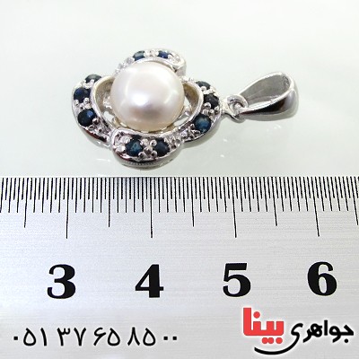 گردنبند چند جواهر مروارید سفید و یاقوت کبود _کد:12019
