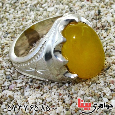 انگشتر عقیق شرف الشمس عالی مردانه درشت و فاخر