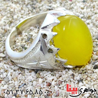 انگشتر عقیق شرف الشمس عالی مردانه درشت و مرغوب
