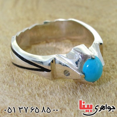انگشتر فیروزه نیشابوری عجمی مردانه درشت تاپ