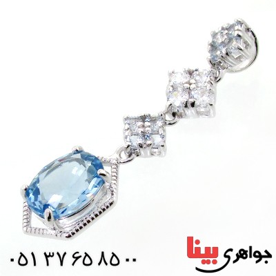 گردنبند آکوآمارین زنانه مانی ایتالیایی مدل آویز