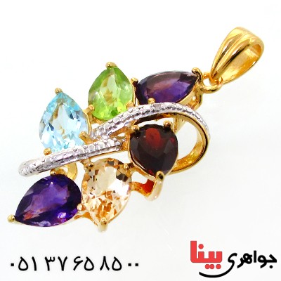 گردنبند چند جواهر زنانه مانی ایتالیایی مدل لنا