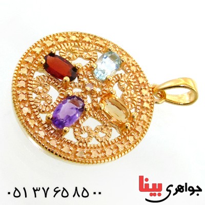 گردنبند چند جواهر زنانه مانی با زنجیر مدل شمس _کد:12091