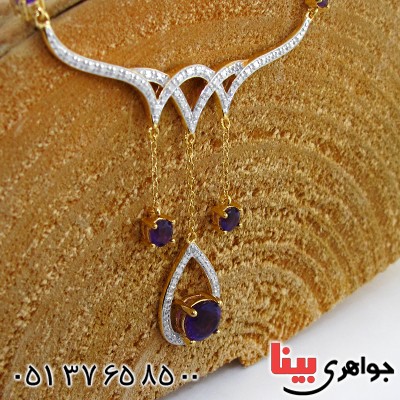 سینه ریز آمتیست و الماس زنانه مانی ایتالیایی مدل آرا