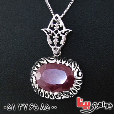 گردنبند یاقوت سرخ زنانه درشت و خوشرنگ طرح صفوی _کد:12248