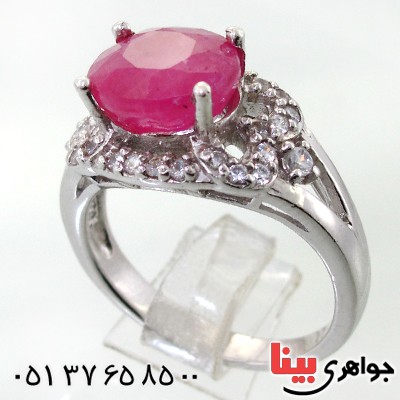 انگشتر یاقوت سرخ خون کبوتری زنانه رودیوم لوکس