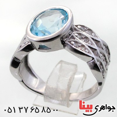 انگشتر توپاز زنانه رودیوم لوکس مدل تینا _کد:12292