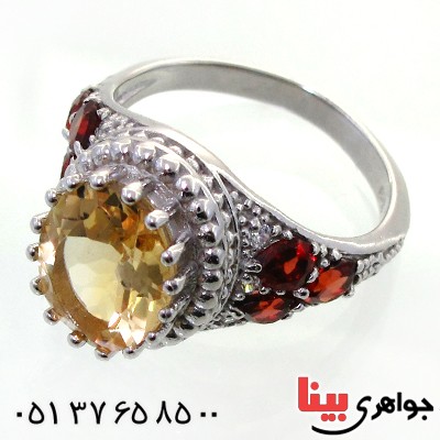 انگشتر سیترین و یاقوت گارنت زنانه رادیوم لوکس مدل عثمانی _کد:12296