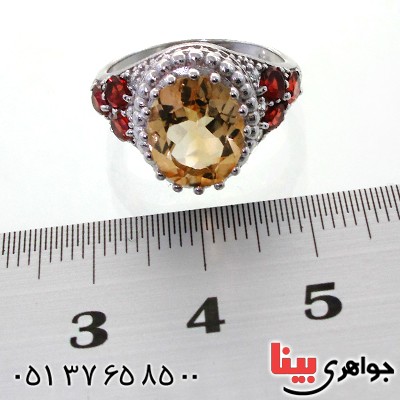 انگشتر سیترین و یاقوت گارنت زنانه رادیوم لوکس مدل عثمانی _کد:12296