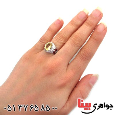 انگشتر سیترین و یاقوت گارنت زنانه رادیوم لوکس مدل عثمانی _کد:12296