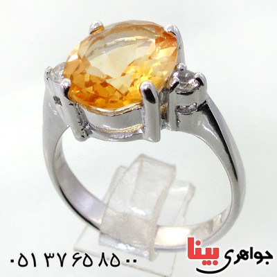 انگشتر سیترین  زنانه بسیار عالی رودیوم لوکس کلاسیک