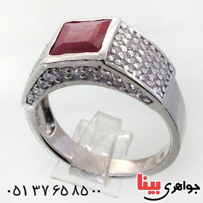 انگشتر یاقوت سرخ رودیوم لوکس کلاسیک
