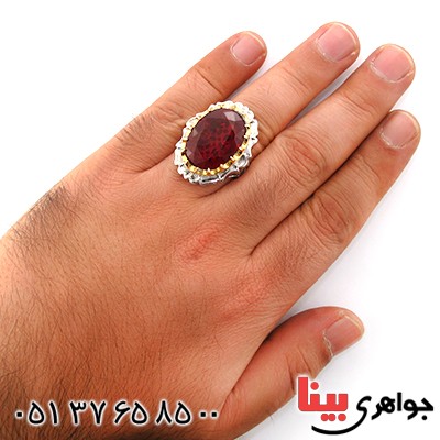 انگشتر یاقوت سرخ آلمانی مردانه درشت نایاب و کم نظیر فاخر_کد:1751