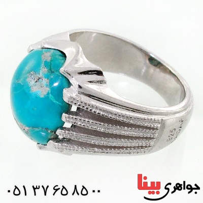 انگشتر فیروزه نیشابوری شجری مردانه درشت خاص خوش رنگ و اعلا