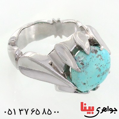 انگشتر فیروزه نیشابوری شجری مردانه درشت کم نظیر و فاخر