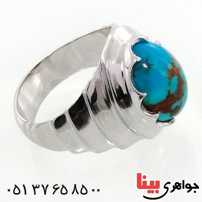 انگشتر فیروزه نیشابوری شجری مردانه درشت شاهانه و فاخر