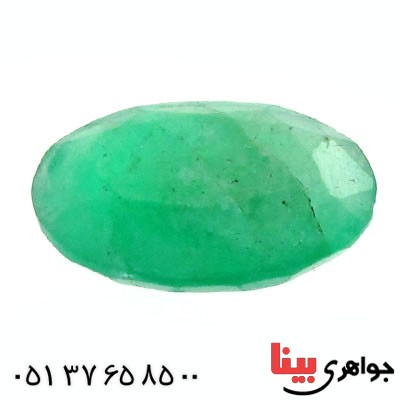 نگین انگشتر زمرد نیمه شفاف خوشرنگ بیضی
