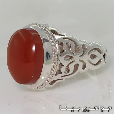 انگشتر عقیق یمنی با رکاب شبکه کاری