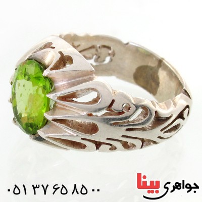 انگشتر زبرجد مردانه درشت دور اشکی با رکاب عالی و فاخر