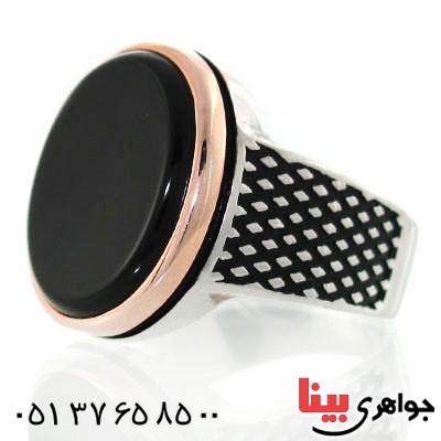 انگشتر عقیق سیاه (اونیکس) مردانه درشت طرح جوانان