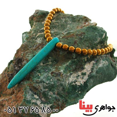 دستبند حدید و فیروزه تبتی با روکش طلایی