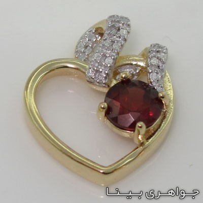 گردنبند یاقوت گارنت طرح قلب طلائی